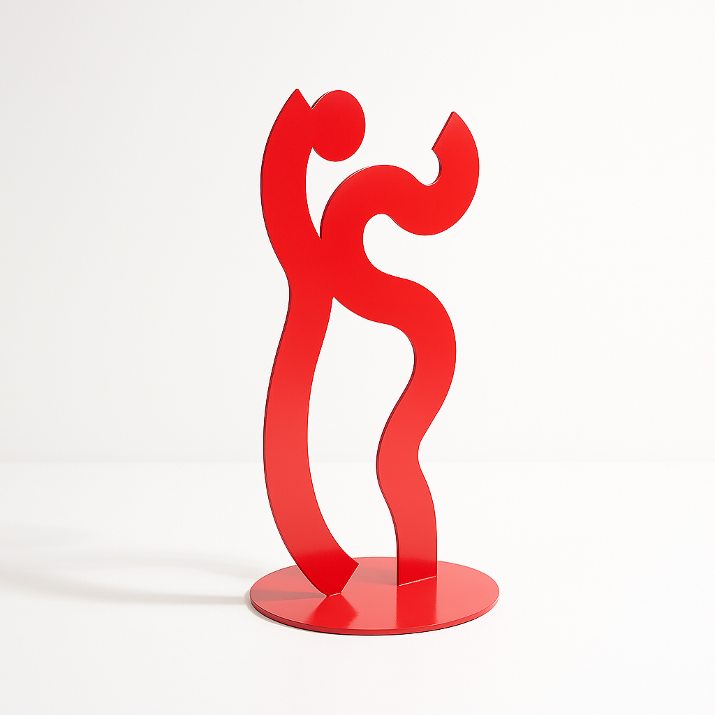 Reddo Dansā · escultura roja de Hugo Giner