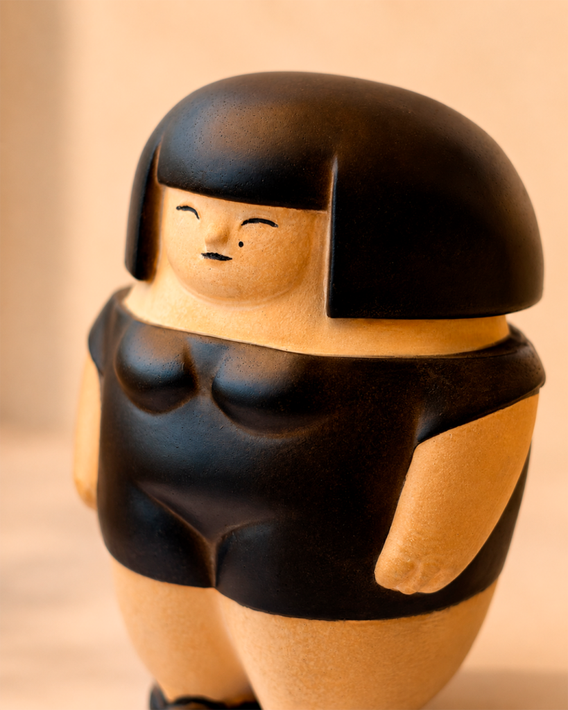 Japan Doll Black Soul de Hugo Giner con acabado ahumado negro y rostro minimalista.