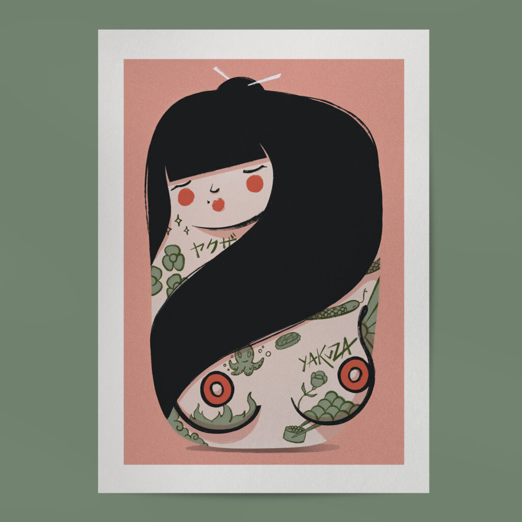 Ilustración Yakuza Doll de Hugo Giner