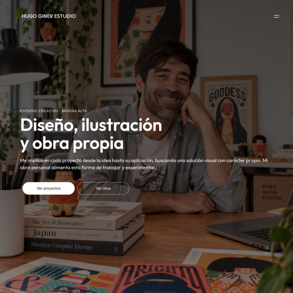 Portada de hugoginer.com, diseño web del estudio